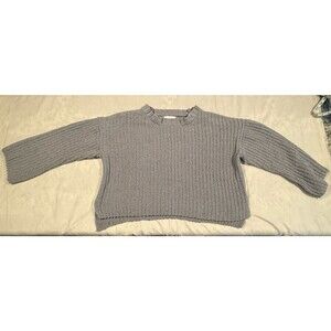 Olive+Oak Gray Solid Ribbed Knit Crew Neck Long Sleeve Pullover Sweater M